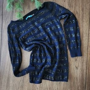 Alice + Olivia WOOL Sequin Sweater XS Striped